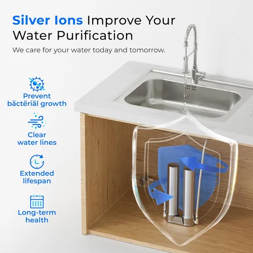 Miniatura 3 de Waterdrop DST - Sistema de filtro de agua para debajo del fregadero, reduce el cloro, PFOA/PFOS, mal sabor y olor, filtro de agua de acero