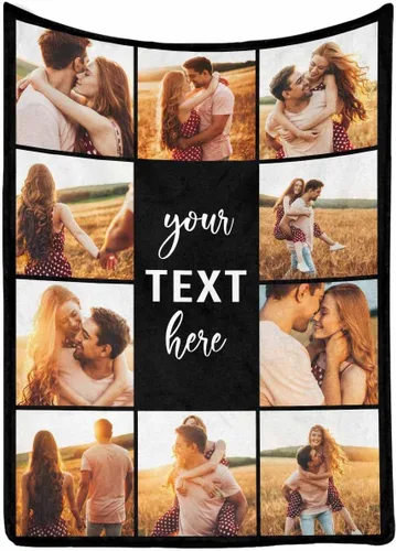 Miniatura 2 de Manta personalizada con imagen, tu texto aquí, 10 fotos, mantas de imágenes personalizadas para adultos, familia, papá, mamá, parejas, manta
