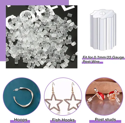 Miniatura 4 de TOAOB - 144 piezas de repuesto de silicona transparente para aretes, almohadillas de goma de seguridad, topes de repuesto de 0.098 x 0.198 pulgadas