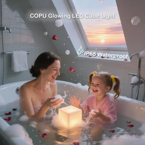 Miniatura 6 de Lámpara de cubo LED de 4 pulgadas, lámpara de cubo Tesseract de 16 colores RGB con control remoto, lámpara de estado de ánimo impermeable recargable