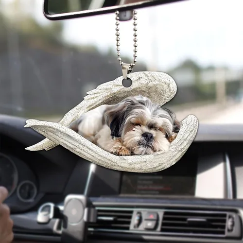 Miniatura 11 de Talataca Lhasa Apso - Bolsa de regalo de Papá Noel en color rojo, 2D, accesorios para espejo retrovisor para automóvil, adorno para árbol