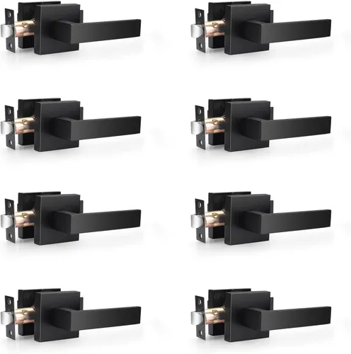Miniatura 11 de Probrico Manijas de Puerta Negras Planas de Servicio Pesado Palancas Cuadradas de Privacidad para Puertas Interiores Manijas de Puerta para Negro