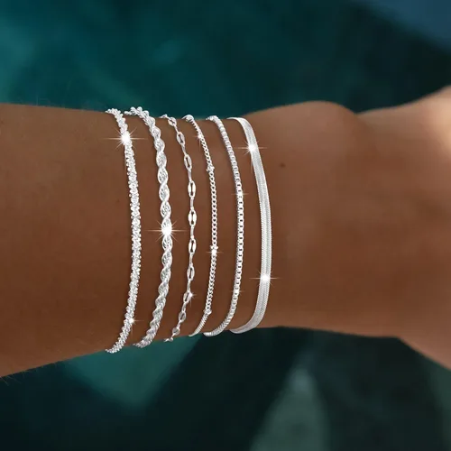 Miniatura 2 de Pulseras de oro para mujer, pulsera de oro de 14 quilates y plata para mujer, pulseras delicadas para mujer, a la moda, impermeables, juego