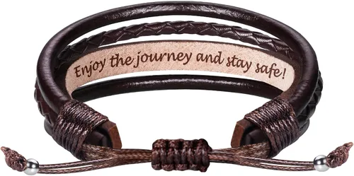 Miniatura 22 de Regalos del día del padre para papá, marido, pulsera de cuero para hombres, él, novio, hijo, ajustable, marrón, pulsera de cuero para hombre