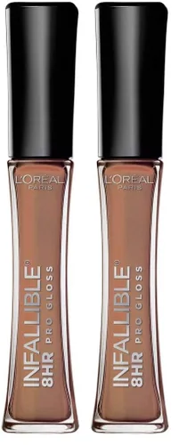 Miniatura 25 de L'Oreal Paris Maquillaje Infallible Brillo labial hidratante de 8 horas, Fiery, 0.21 onzas líquidas