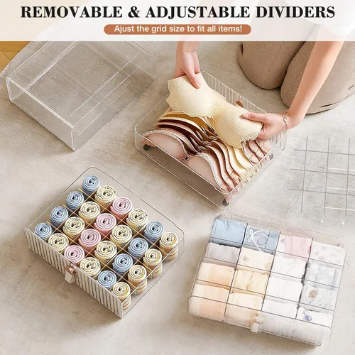 Miniatura 7 de Neprock Organizador de cajones de ropa interior, organizador apilable de brasier para armario, caja de almacenamiento de 1 celda de acrílico