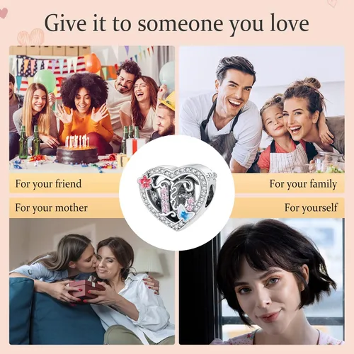 Miniatura 6 de Annmors 925 Sterling Silver Charms 15 16 18 21 30 40 50 60 Years Love Birthday Charm fit European Bracelet,Number Charms with 5A Cubic Zirconia