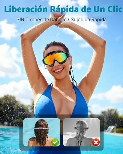 Miniatura 6 de Aegend - Nuevas gafas de natación de visión amplia para adultos, con protección antiniebla/UV, sin fugas, con tapones para los oídos para hombres