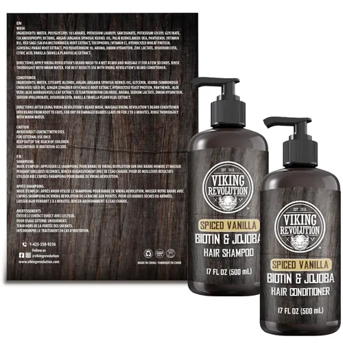 Miniatura 6 de Viking Revolution Champú y acondicionador de barba para hombres con aceite de argán y aceite de jojoba, suavizante y fortalecedor para el cuidado