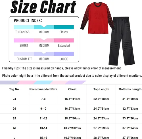 Miniatura 6 de TiaoBug Conjunto de camiseta y pantalones de fútbol acolchados para niños y niños, camisa de portero de manga larga, uniforme de entrenamiento