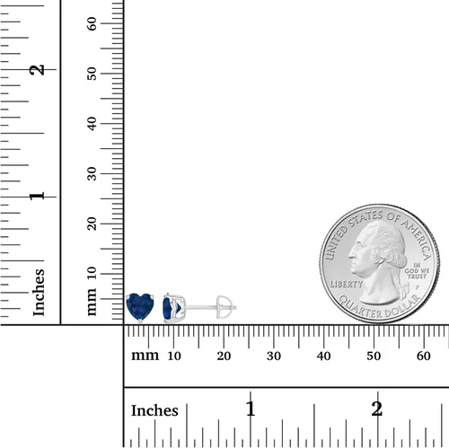 Miniatura 4 de Juego de aretes de tuerca de plata de ley 925 chapada en oro de 14 quilates, hipoalergénicos, con forma de corazón de 0.236in, piedra natal