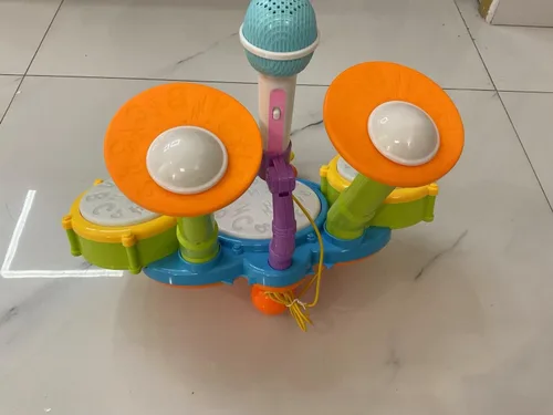 Miniatura 14 de Juego de batería para niños pequeños de 1 a 3 años, batería para bebés de 1 año con micrófono con luz, juguetes de batería para niños pequeños de 1