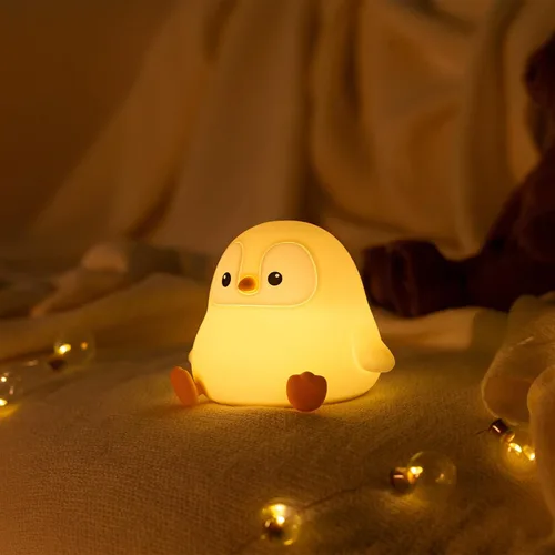 Miniatura 6 de Luz Nocturna de Pingüino para Niños, Linda Lámpara de Pingüino de Silicona para Guardería, Lámparas de Noche Regulables y Esponjosas al Toque