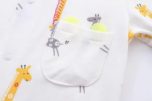 Miniatura 6 de Hikido Mameluco cómodo para bebé con lindo estampado de dibujos animados, paquete de 2 mamelucos de algodón para uso diario
