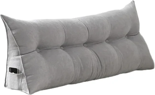 Miniatura 9 de Almohada de lectura extragrande para cabecero, almohada triangular de apoyo para la espalda, almohada extraíble de terciopelo para cabecero