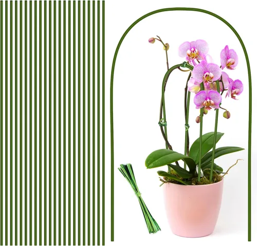 Miniatura 8 de 20 estacas para plantas, palitos para plantas, verde jardín flexible de un solo tallo para plantas de interior y exterior, plantas en maceta, Marrón