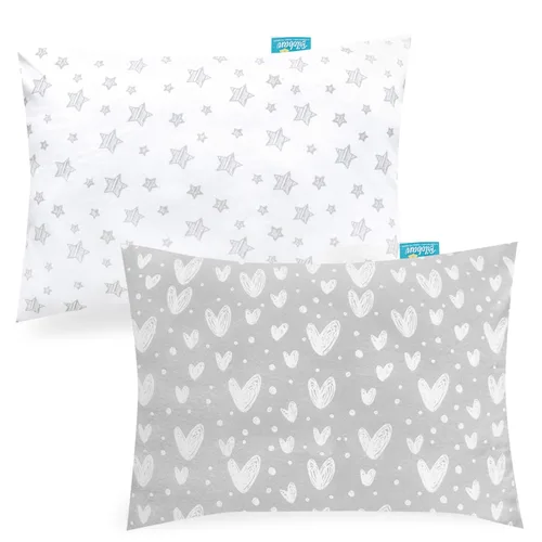 Biloban Funda de almohada de algodón orgánico para niños pequeños de 13 x 18 o 14 x 19 pulgadas, (solo funda de almohada), paquete de 2 fundas de
