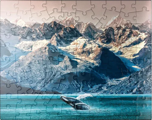 MyPuzzle Alaska Whales - Rompecabezas prémium de 100 piezas, fabricado en Estados Unidos