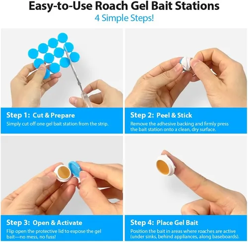 Miniatura 5 de Paquete de 36 Estaciones de Cebo en Gel Mata Cucarachas para Infestación de Cucarachas en Interiores, Potente Mata Cucarachas para el Hogar