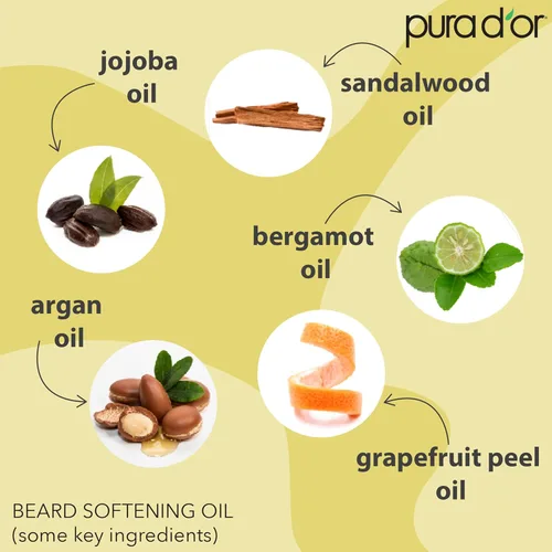 Miniatura 3 de PURA D'OR Aceite Suavizante para Barba Orgánico de 4 Oz - Aroma Original de Sándalo - Acondicionador que no se enjuaga, Aceite de Argán y Jojoba