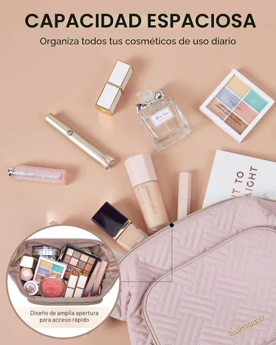 Miniatura 2 de BAGSMART Bolsa de maquillaje de viaje, bolsa de cosméticos, estuche organizador de maquillaje, bolsa grande de apertura amplia para mujeres, bolso