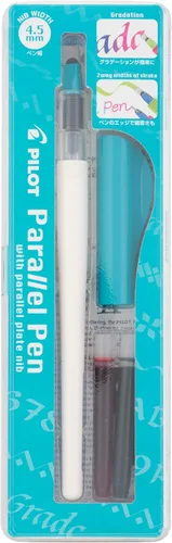 Pilot Parallel Pen - Juego de bolígrafos de caligrafía premium, punta de 0.177 in, barril blanco con detalles de color verde azulado (14682)