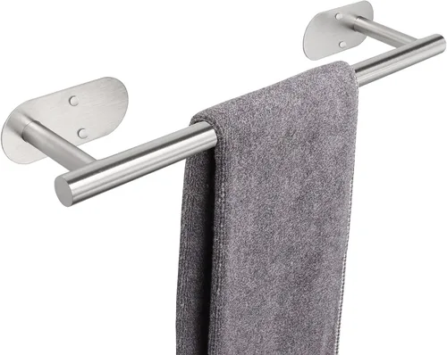 TocTen Toallero de baño autoadhesivo, toallero para baño, soporte para toallas de baño de acero inoxidable a prueba de óxido, sin daños, barra de