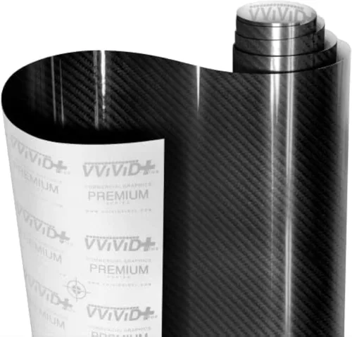 VVIVID® Envoltura de vinilo fundido de fibra de carbono negra brillante de 3 capas con aspecto realista de fibra de carbono 3D (1/2 pies x 5 pies)