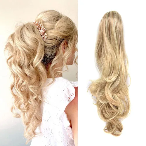 Miniatura 24 de Natural Mujeres Onduladas Chic Garra Pinza Pinza Cola de Caballo Coqueto Capa Extensión de Pelo 14" Rizado Fibra de Alta Temperatura Extensión de 1#