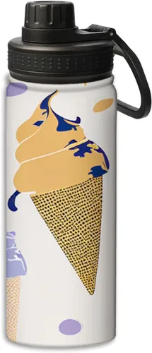 Miniatura 13 de Bunny Rabbit Near Lilac Flowers Pattern - Botella de agua de acero inoxidable de 18 onzas, aislada al vacío, de doble pared, a prueba de fugas