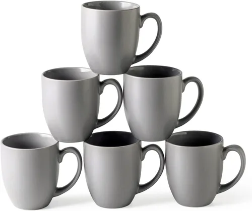 Miniatura 9 de AmorArc Juego de 6 tazas de café de 16 onzas, tazas de café grandes de cerámica para hombre, mujer, papá, mamá, tazas de café modernas con asa