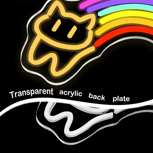 Miniatura 4 de Letrero de neón de gato arcoíris para decoración de pared, letrero de luz de neón de arco iris, regulable, alimentado por USB, luz LED de neón