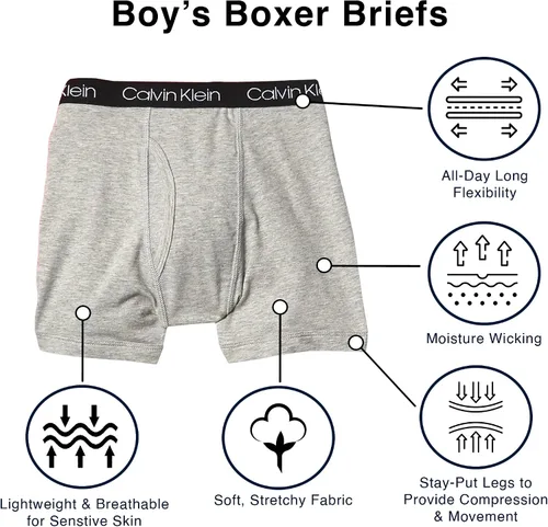 Miniatura 3 de Calvin Klein Calzoncillos tipo bóxer de algodón modernos para niños (paquete de 5)