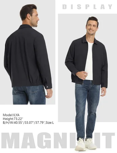 Miniatura 6 de MAGNIVIT Chaquetas ligeras para hombre, cortavientos ligeros, con cremallera completa, elegante, abrigo de golf, negocios, trabajo, vestido casual