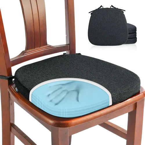Miniatura 21 de SINOSSO Paquete de 4 cojines de espuma viscoelástica para sillas de comedor, tela tejida amigable de 16 pulgadas en forma de U, cómodas almohadillas