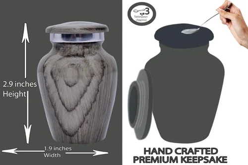 Miniatura 9 de BOLD & DIVINE Urna de recuerdo con textura de madera Urna conmemorativa de cenizas humanas, de entierro, urnas de cremación funerarias