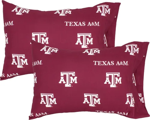 College Covers Everything Comfy Texas A&M Aggies - Par de fundas de almohada, estándar, 20 x 30 pulgadas, incluye 2 fundas de almohada