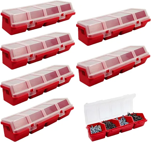 6 Piezas Organizadores de Tornillos Contenedores de Almacenamiento con Tapas, Caja Organizadora de Ferretería Apilable de Plástico para Clavos de