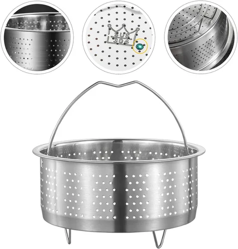Miniatura 8 de UPKOCH Cesta de vapor de malla de acero inoxidable, cesta de vapor para verduras, inserto de cocción al vapor para albóndigas, cesta de vapor