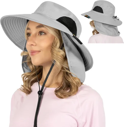 Miniatura 16 de SUN CUBE Sombrero de ala ancha para hombres y mujeres, sombreros de pesca, protección solar UV, sombrero de pescador, sombrero de pescador
