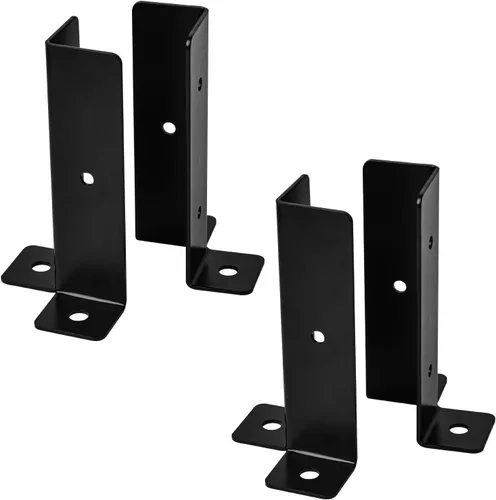 Juego de 4 soportes de base ajustables, juego de 4 soportes de anclaje negros reversibles resistentes para buzón de barandilla de 1.5 x 1.5, 2 x 2,