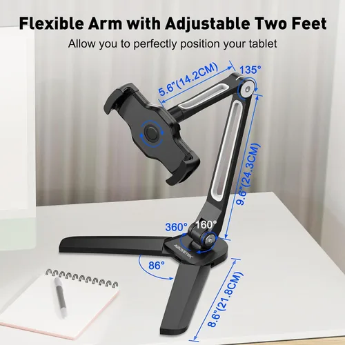 Miniatura 6 de AboveTEK Soporte de pared para iPad, 3 en 1 Highflex 360° Montura bajo gabinete para iPads para la cocina, Soporte de techo para tableta debajo