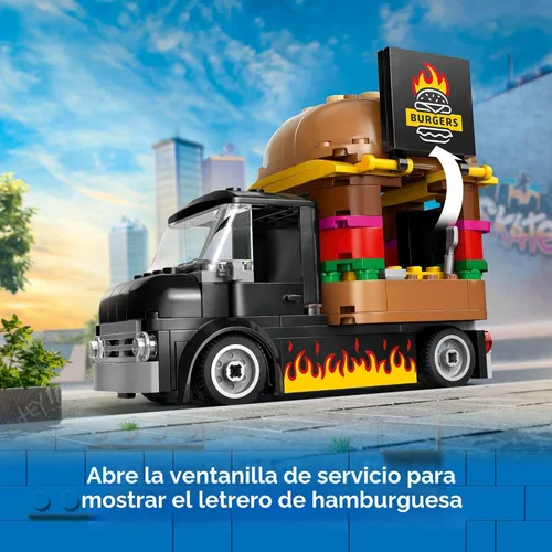 Miniatura 4 de LEGO City Camión de Hamburguesas - Juego de Construcción de Juguetes, Regalo Divertido para Niños de 5 años en Adelante, Camioneta de Hamburguesas