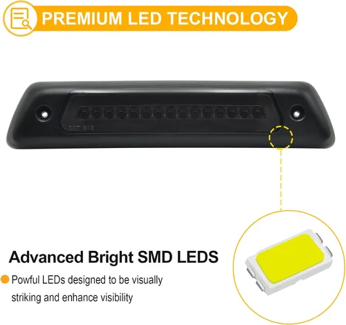 Miniatura 4 de R&F Auto Lente ahumada LED de tercera luz de freno de repuesto para F150 (2009-2014) F-150 Rapt0r 09-14 Luces de carga de techo Lámpara de freno