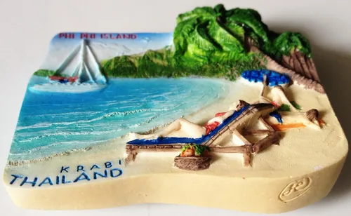 Miniatura 2 de WitnyStore Pequeño imán para nevera de Tailandia de 2 pulgadas de Isla Phi Phi en Krabi – Resina hecha a mano en miniatura 3D del sudeste asiático