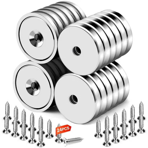 Miniatura 7 de Imanes de taza con agujero avellanado, imán con tornillo, imanes con base redonda con fuerza de sujeción industrial, 60 libras de fuerza