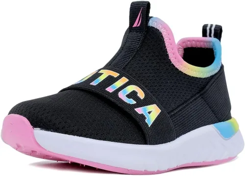 Nautica Tenis sin cordones para niña, zapatos deportivos para correr, caminar, jugar tenis y deportes (niños pequeños)
