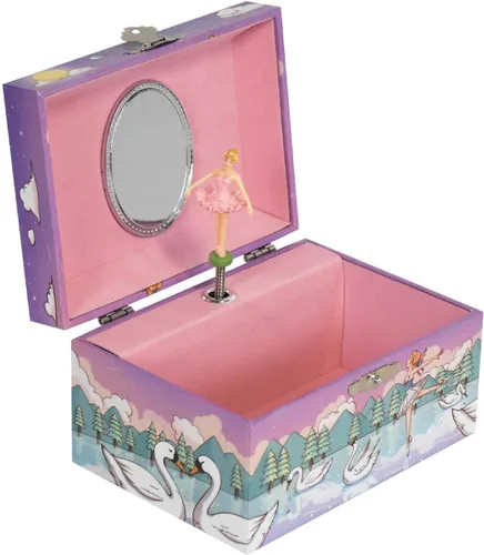 LAxury Joyero musical de 5 pulgadas, diseño de cisne y bailarina, caja de joyería para niños, caja de joyería de bailarina, cajas de joyería para