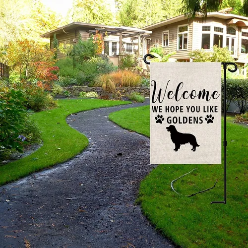 Miniatura 4 de Golden Retriever - Bandera de jardín Golden Retriever con la frase "Welcome We Hope You Like Goldens", bandera de jardín (Like Goldens F)
