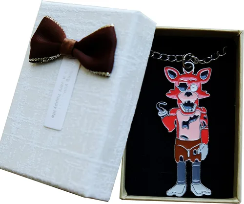Miniatura 4 de Caja de regalo de joyería para fanáticos de Fnaf, collar con colgante llavero 2 en 1, regalo para niños de 5 noches Freddy, Fazbear Bonnie Free